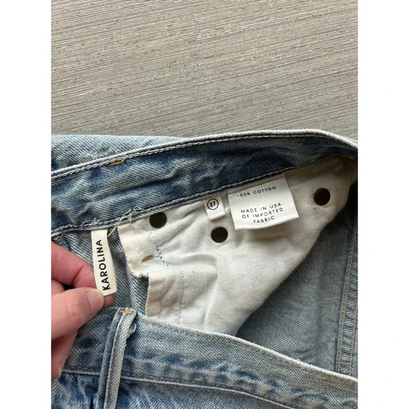 GRLFRND Karolina High Rise Straight Jeans Raw Hem Distressed 27 - Picture 4 of 8